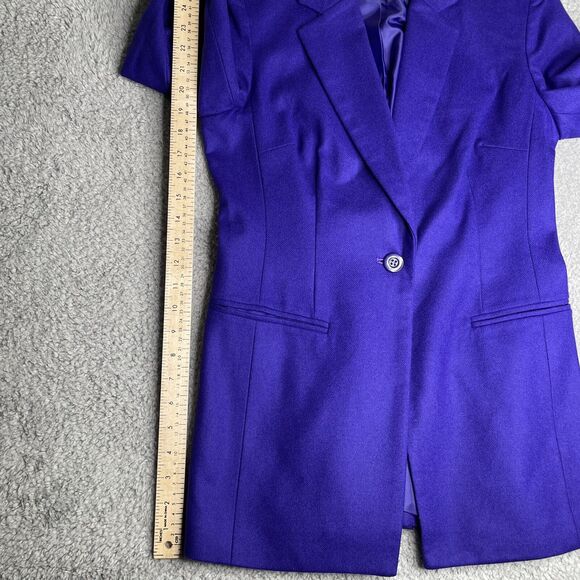 VTG Crossing Pointe Purple Wool Blazer Women 8 P Retroglam Office Long Blazer - Picture 7 of 13